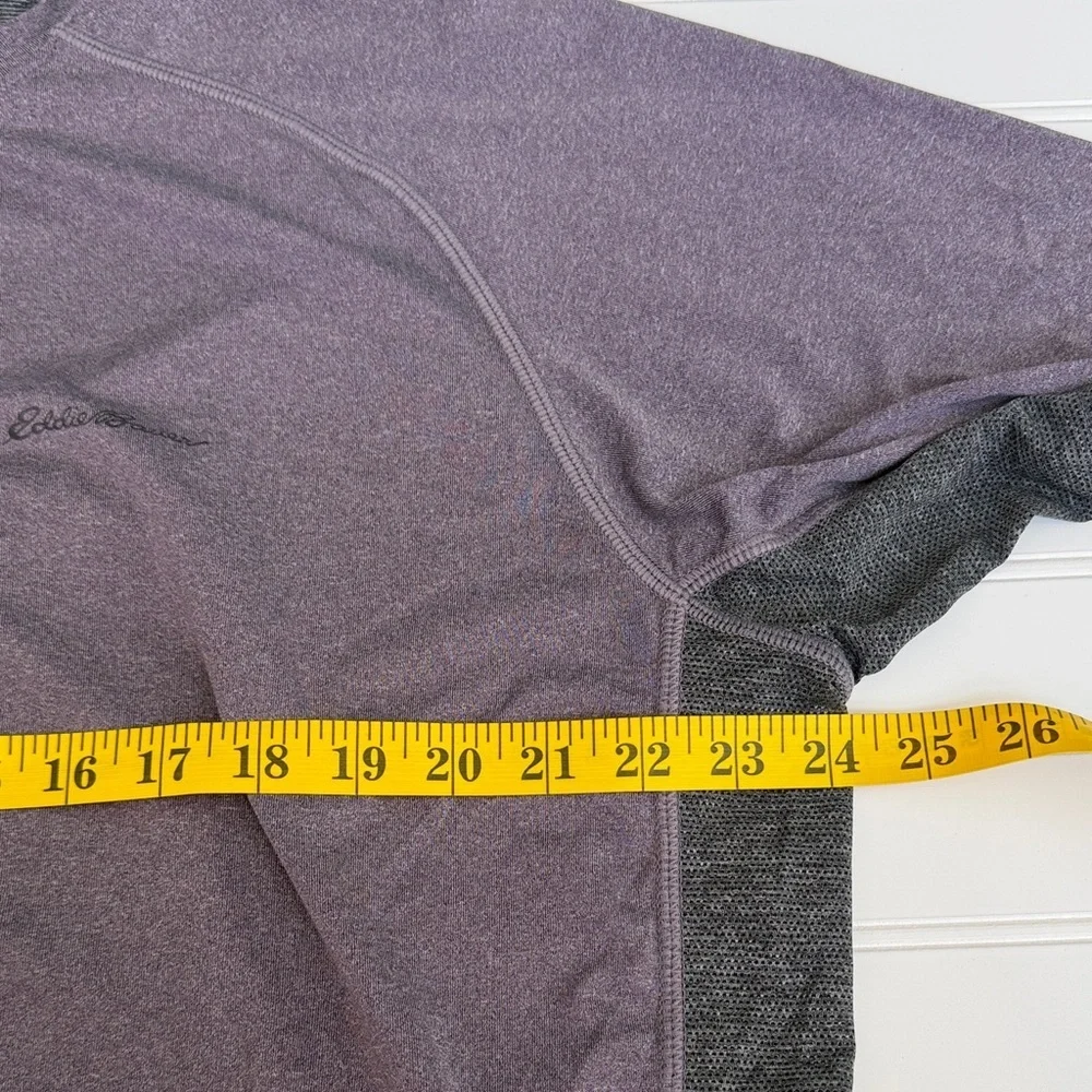 (139)Eddie Bauer Men’s Short-Sleeve Performance Tee - Plum with Charcoal Panels - Picture 4 of 5